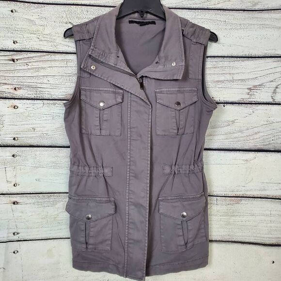 Tinsel Utility Vest Women’s Size S Gray Cargo Pocket Sleeveless Zip Front - Picture 1 of 6